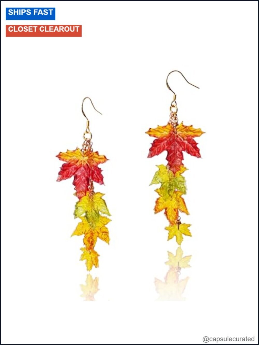 Handmade Maple Leaf Dangle Earrings, S925 Sterling Silver Hooks, Hypoallergenic